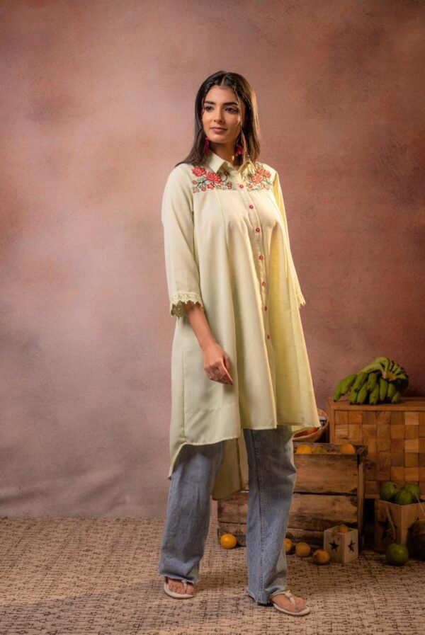 Sage Blossom Embroidered Top