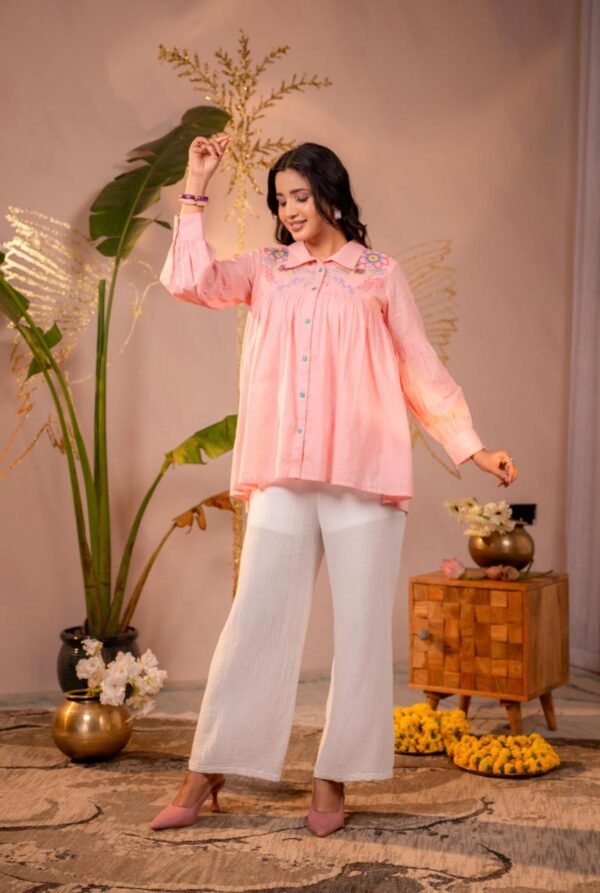 Rosé Garden Embroidered Tunic